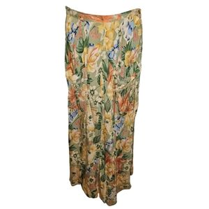 April Cornell VTG 90s Boho Maxi Old Fashion Skirt Pockets Floral Hawaiian L